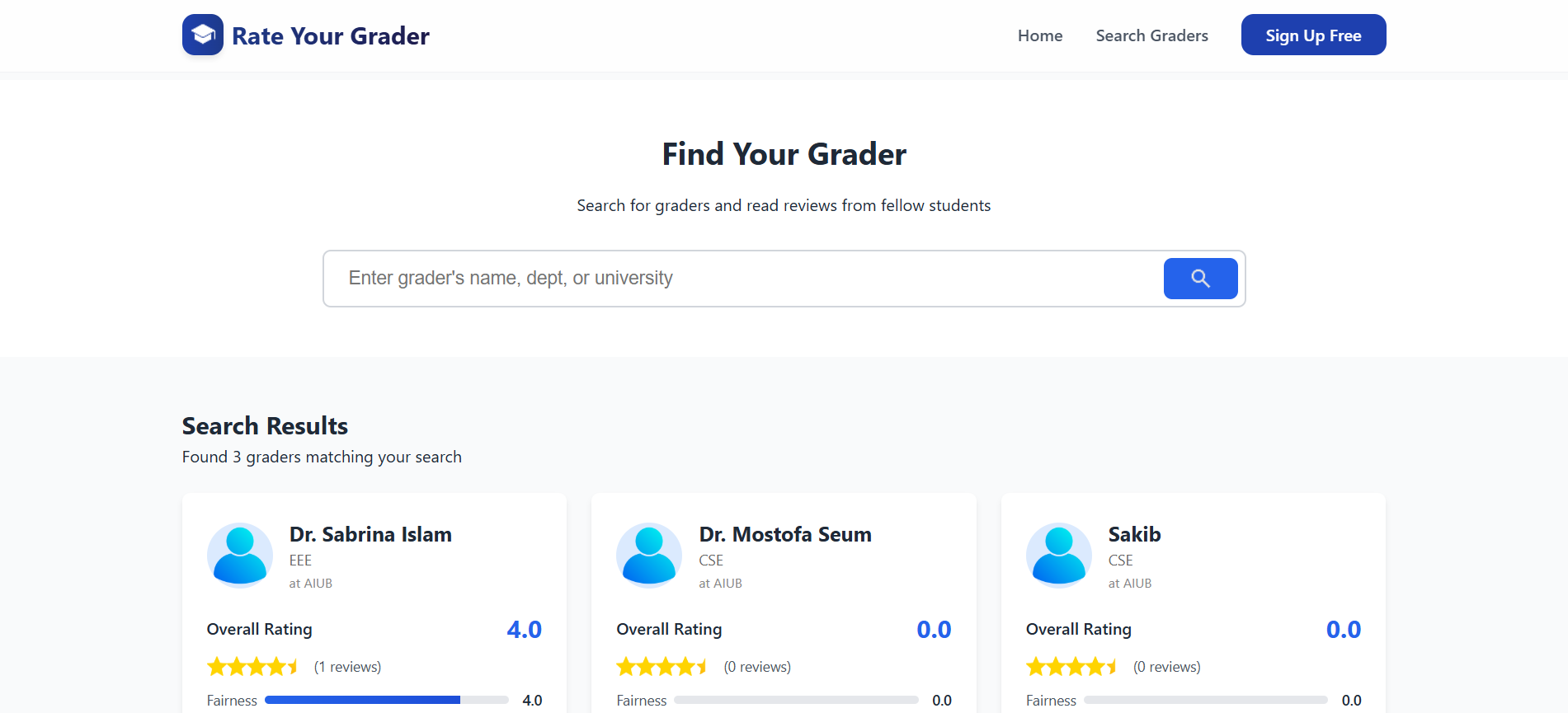 Rate Your Grader Screenshot 2