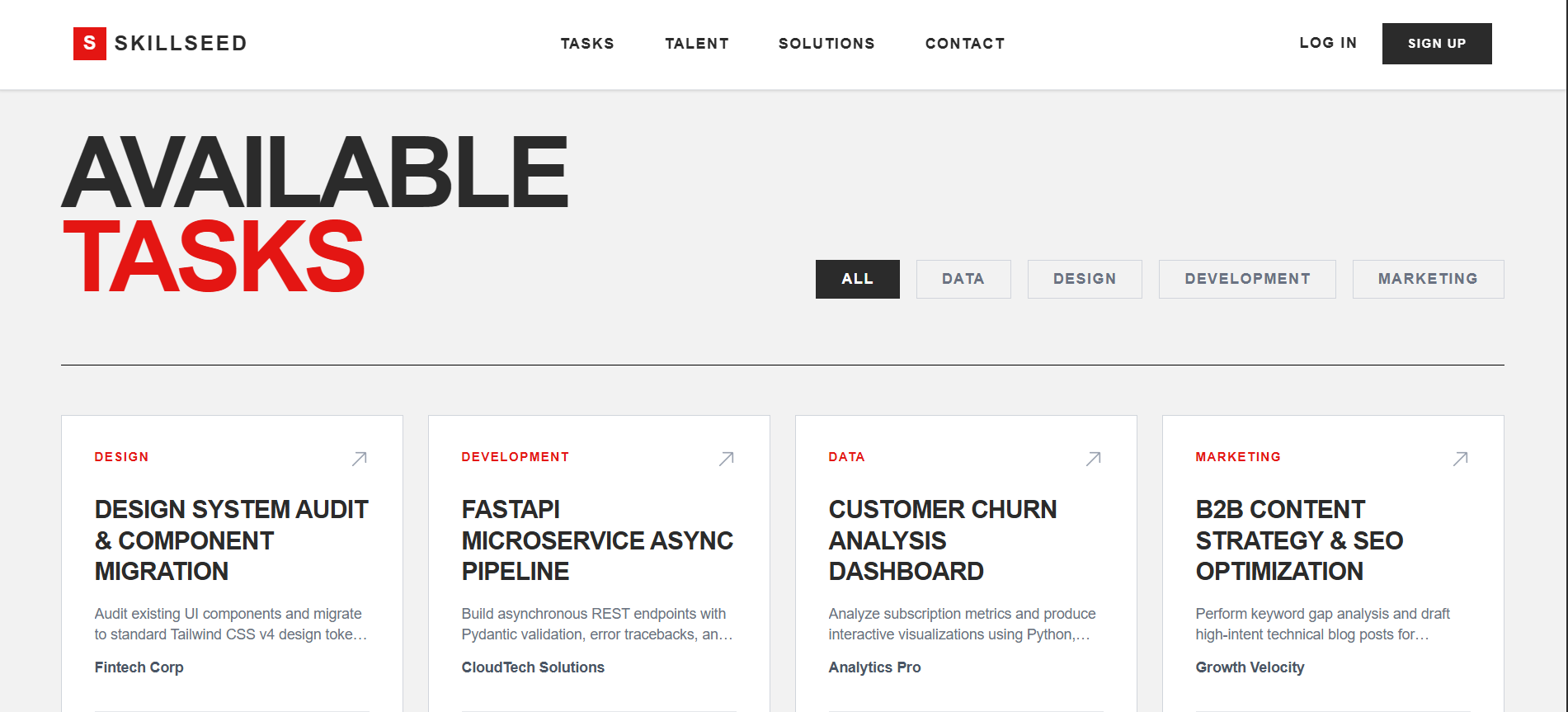 SkillSeed Dashboards Screenshot